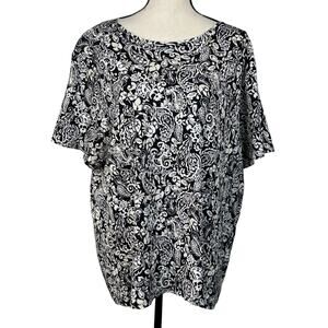 Croft & Barrow 2X-Large Classic Tee Shirt Top Paisley  Short Sleeves Round Neck